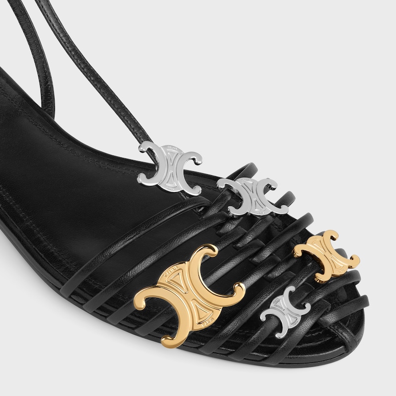 CAGE FLAT SANDAL IN GOATSKIN - BLACK -  - 1 | CELINE