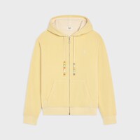 SUDADERA HOLGADA CON CAPUCHA Y CREMALLERA DE TERCIOPELO DE ALGODÓN - AMARILLO PÁLIDO / BLANCO CRUDO -  - 1 | CELINE