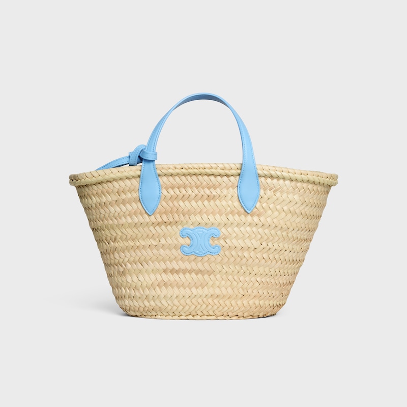 BOLSO PANIER TEEN TRIOMPHE DE HOJAS DE PALMA Y PIEL DE BECERRO - AZUL CIELO - NOVEDADES - 1 | CELINE