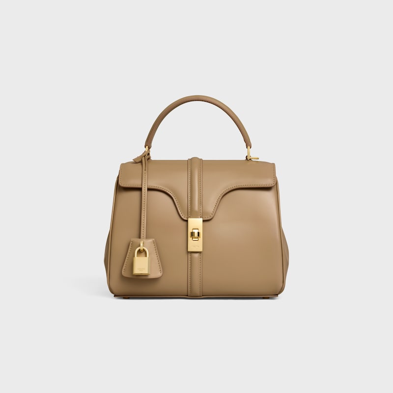 Small 16 Bag IN satinated calfskin - SMOKED BROWN - TOP-HANDLE BAGS - 1 | CELINE