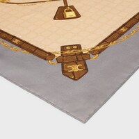 square in crocodile silk twill - PEARL GREY/CREAM/TAN -  - 1 | CELINE