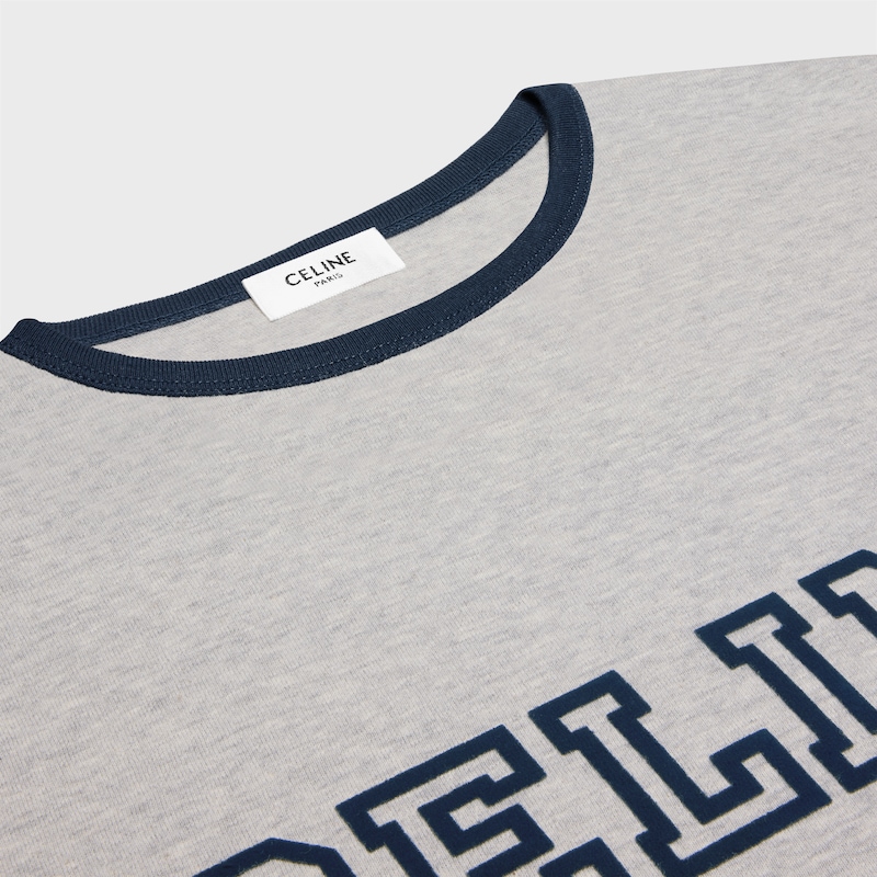 Celine棉質平紋針織標準T恤 - GREY MELANGE/NAVY -  - 1 | CELINE