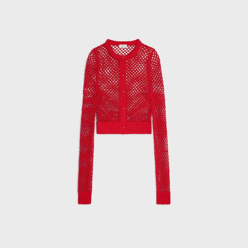 cardigan crochet coton - ROUGE VIF -  - 1 | CELINE