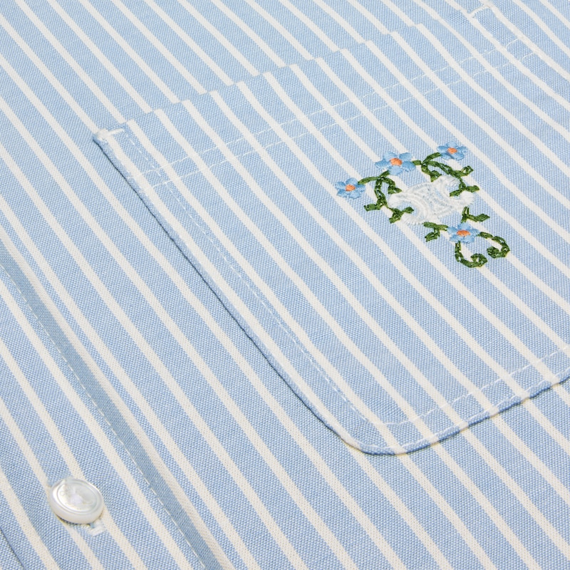 cropped shirt in hickory striped cotton - LIGHT BLUE RAW -  - 1 | CELINE