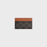 MEDIUM CARD HOLDER IN Triomphe canvas AND calfskin - TAN - GIFTS FOR HER - 1 | CELINE