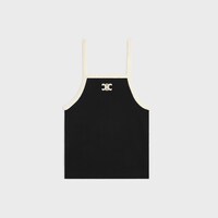 Triomphe刺繡棉質平紋針織背心 - 黑色 / 白色 -  - 1 | CELINE