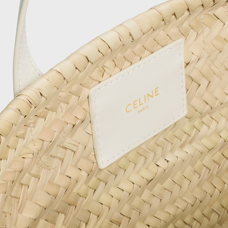 TEEN TRIOMPHE KORBTASCHE AUS PALMBL&Auml;TTERN UND KALBSLEDER - WEISS - NEU - 1 | CELINE