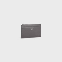 Zipped Card Holder IN GRAINED CALFSKIN - GREY - COIN AND CARD HOLDERS - 2 | CELINE