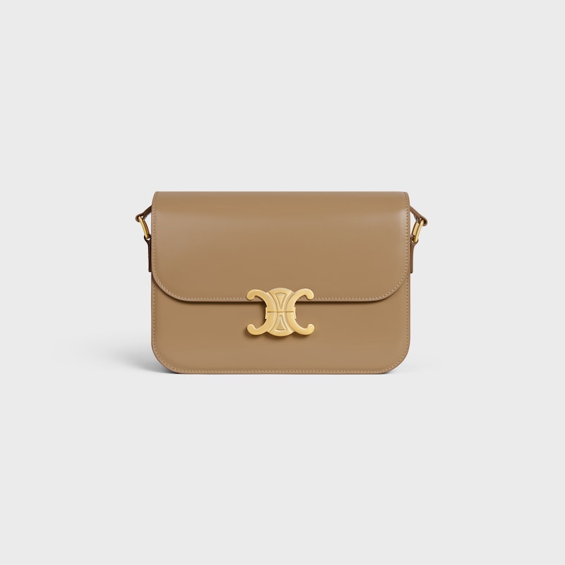 CLASSIQUE TRIOMPHE BAG IN shiny calfskin - SMOKED BROWN - TRIOMPHE - 1 | CELINE