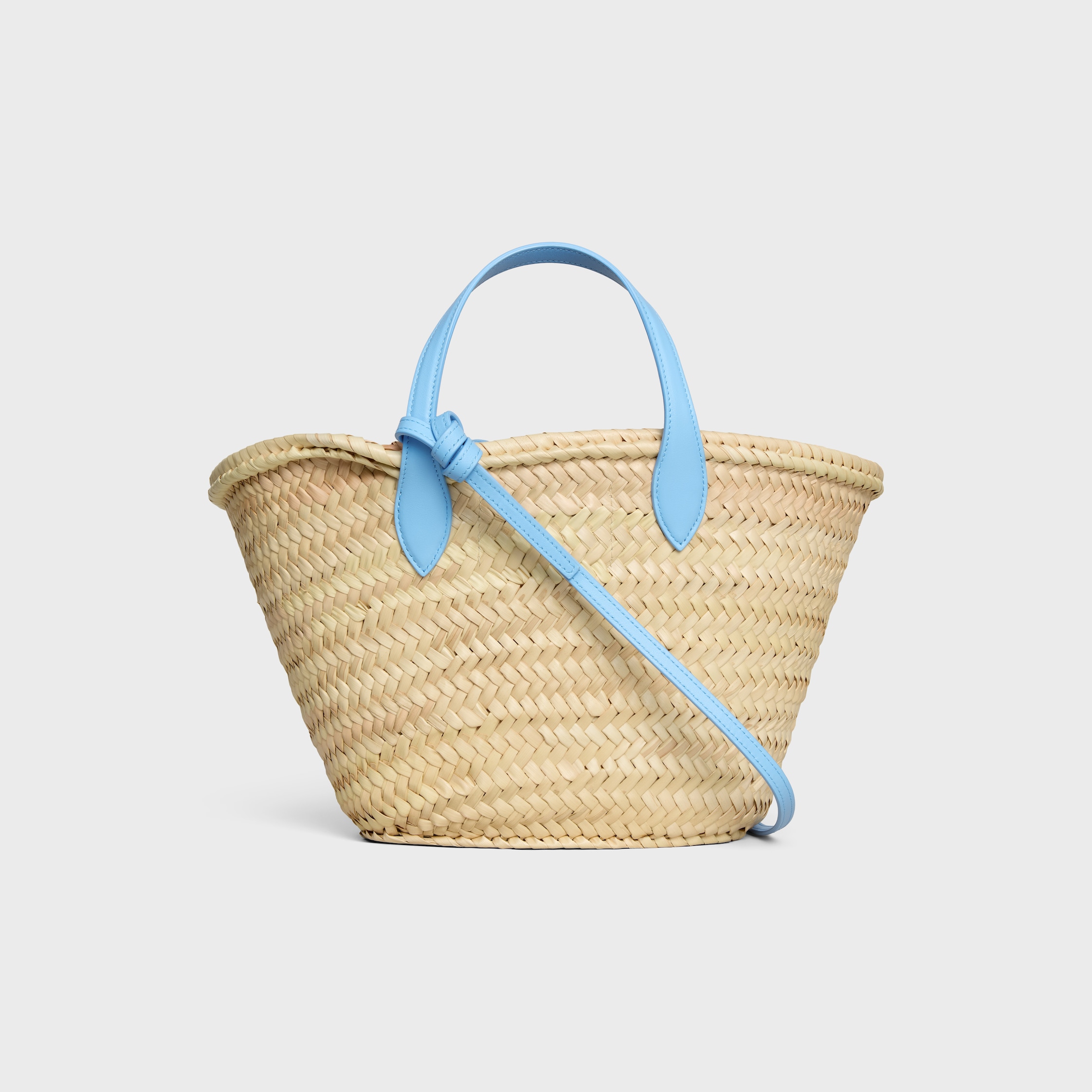 TEEN TRIOMPHE PANIER IN PALM LEAVES AND CALFSKIN - SKY BLUE | CELINE