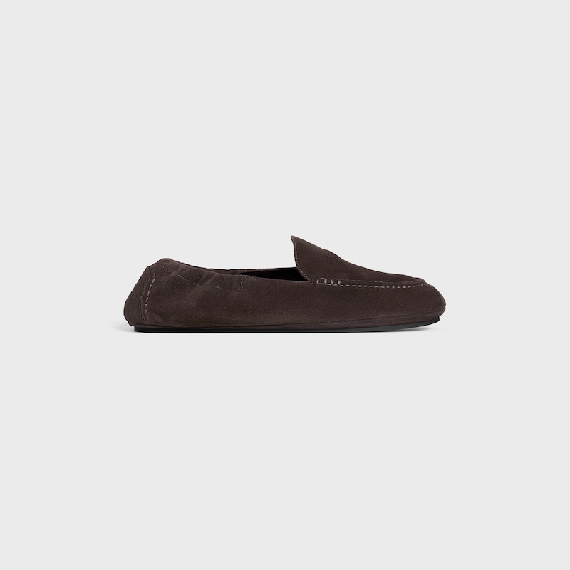 ADAM LOAFER IN SUEDE CALFSKIN - DARK BROWN -  - 1 | CELINE
