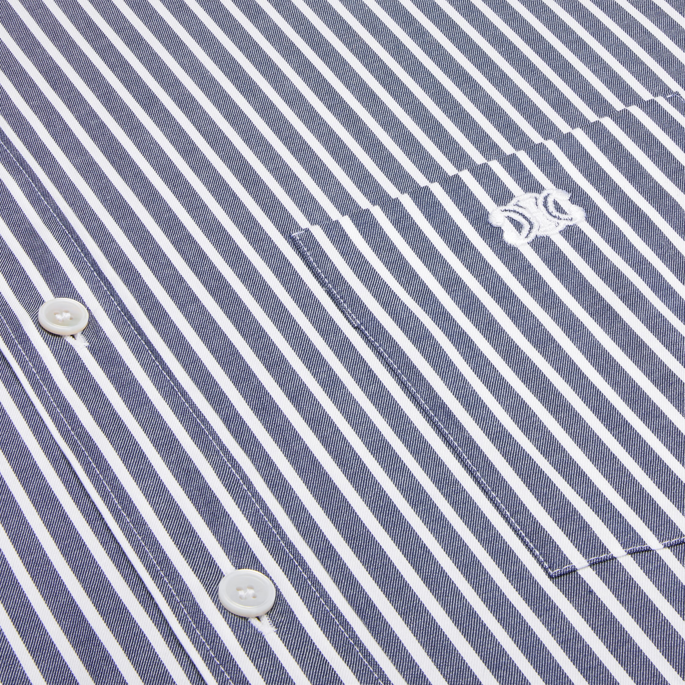 loose shirt in striped cotton - BLUE DENIM/WHIITE | CELINE