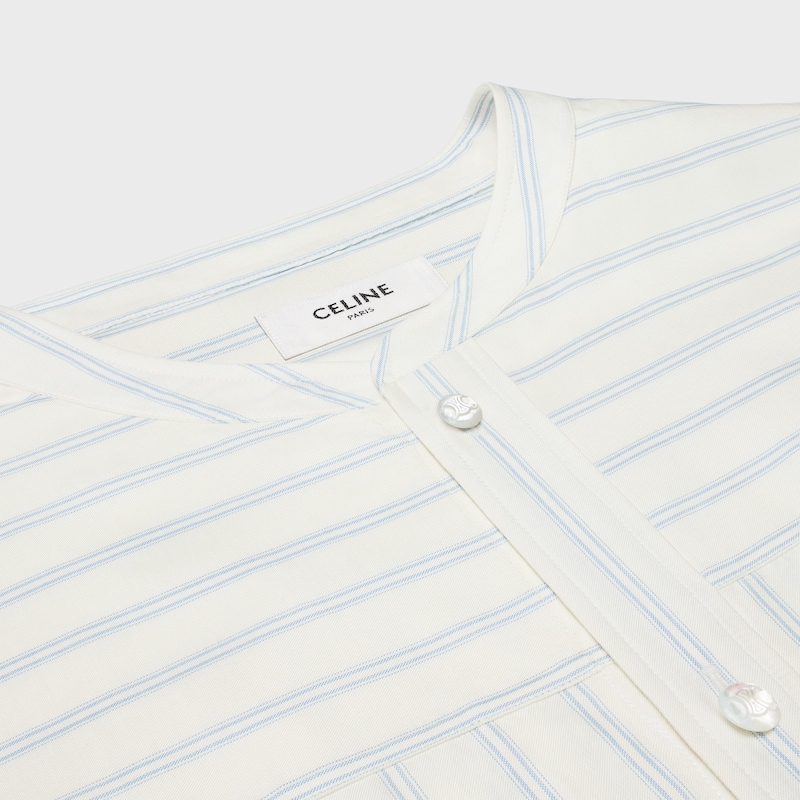 long tunic dress IN striped silk - CRAIE/BLEU CIEL -  - 1 | CELINE