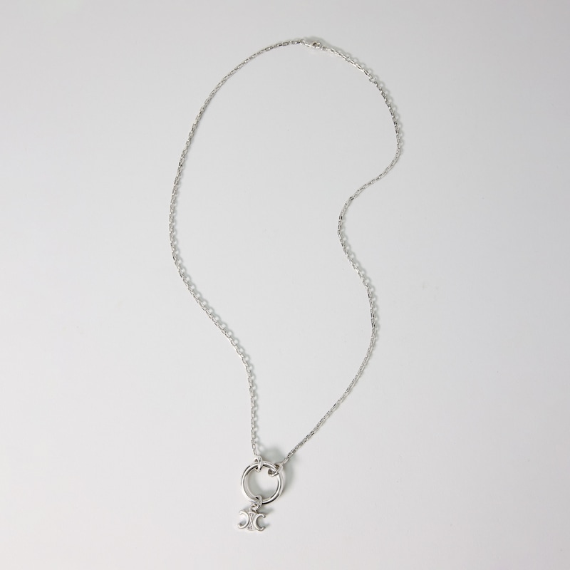 CELINE CHARMS TRIOMPHE NECKLACE IN BRASS WITH RHODIUM FINISH - SILVER - CELINE CHARMS - 1 | CELINE