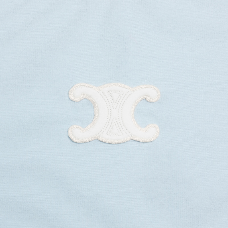 camiseta triomphe EM malha de algodão - AZUL PASTEL/ CREME - - 1 | CELINE