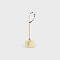 TRIOMPHE pom-pom keyring in SHEARLING AND SMOOTH CALFSKIN with Gold Finishing - NATURAL / TAN - CHARMS AND ACCESSORIES - 1 | CELINE