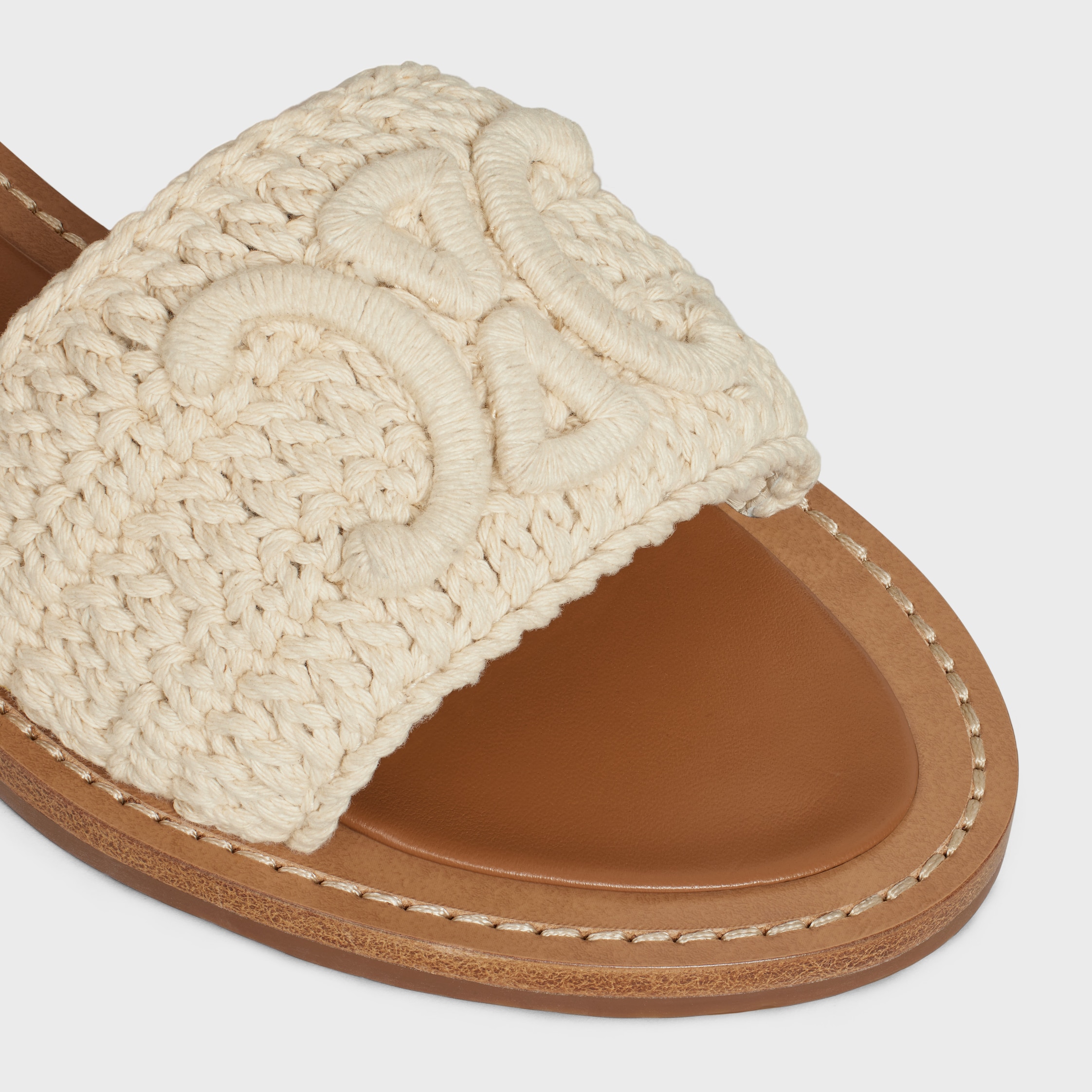 CELINE LYMPIA SANDAL IN TRIOMPHE MACCRAMÉ COTTON & CALFSKIN