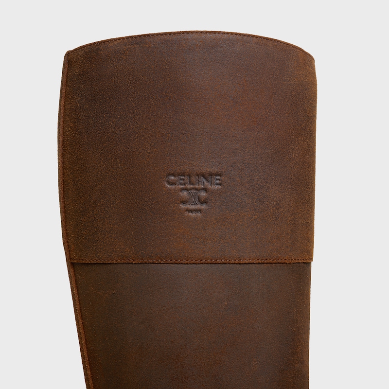 MARGARET - HIGH BOOT IN WAXED SUEDE CALFSKIN - DARK BROWN -  - 1 | CELINE