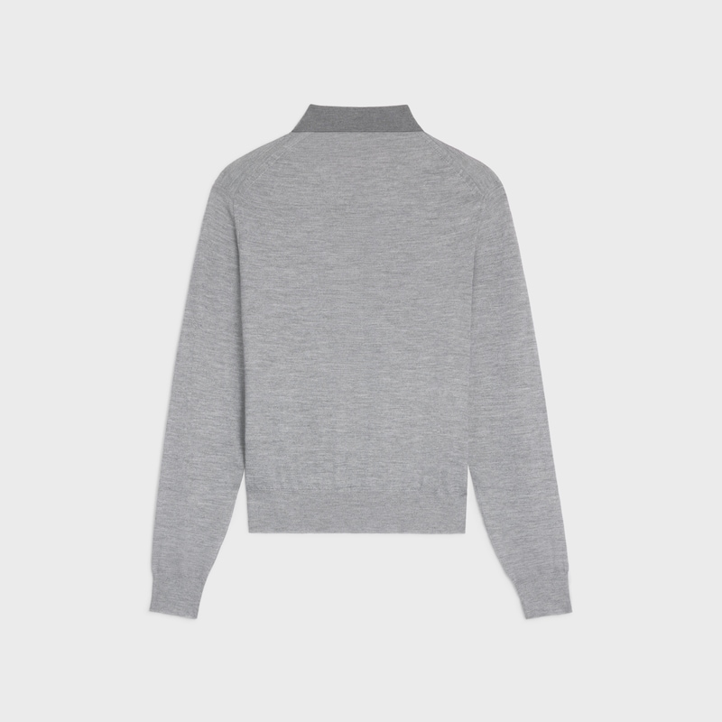 polo sweater IN fine cashmere silk - LIGHT GREY/GREY -  - 1 | CELINE