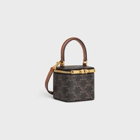 MINI VANITY CASE IN Triomphe Canvas and Calfskin - TAN - TRIOMPHE CANVAS - 2 | CELINE
