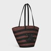 COUFFIN CELINE CLASSIC PANIER IN STRIPED RAFFIA AND CALFSKIN - BLACK / BROWN - CLASSIC PANIER - 2 | CELINE