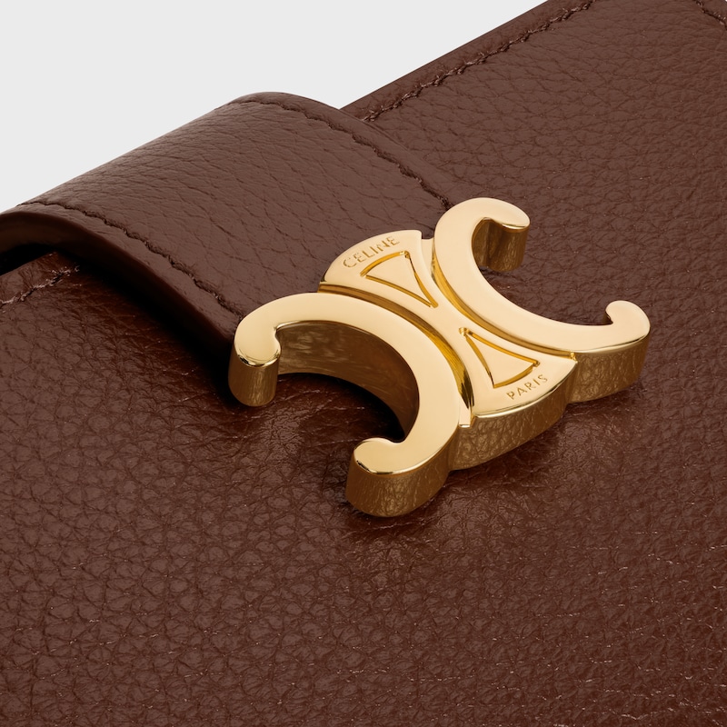 PORTAFOGLIO CON CINTURINO SOTTILE NINO IN MORBIDA PELLE DI VITELLO GRANATA - CASTAGNA - PORTAFOGLI - 1 | CELINE