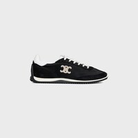 CELINE RACER LOW LACE-UP SNEAKER WITH TRIOMPHE IN NYLON, SUEDE CALFSKIN AND CALFSKIN - BLACK/WHITE -  - 1 | CELINE