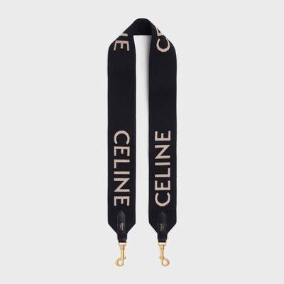 롱 스트랩 - CELINE 자카드 울 - 블랙/화이트 - 참 및 액세서리 - 5 | CELINE