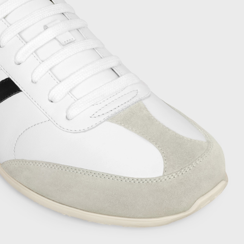 CELINE JOGGER LOW LACE-UP SNEAKER WITH TRIOMPHE in CALFSKIN AND SUEDE CALFSKIN - OPTIC WHITE/GREY/BLACK -  - 1 | CELINE