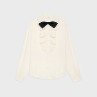 美品 CELINE シルク 100% ドッキング レース ブラウス シアー 36 シャツ＆トップス レディース | CELINE | セリーヌ公式サイト