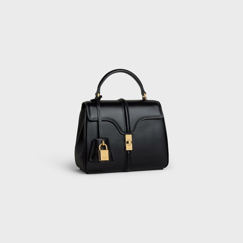 MINI 16 IN Satinated Calfskin - BLACK - TOP-HANDLE BAGS - 1 | CELINE