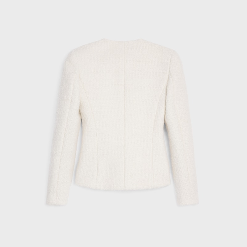 jacket IN cashmere and wool natté - WHITE -  - 1 | CELINE