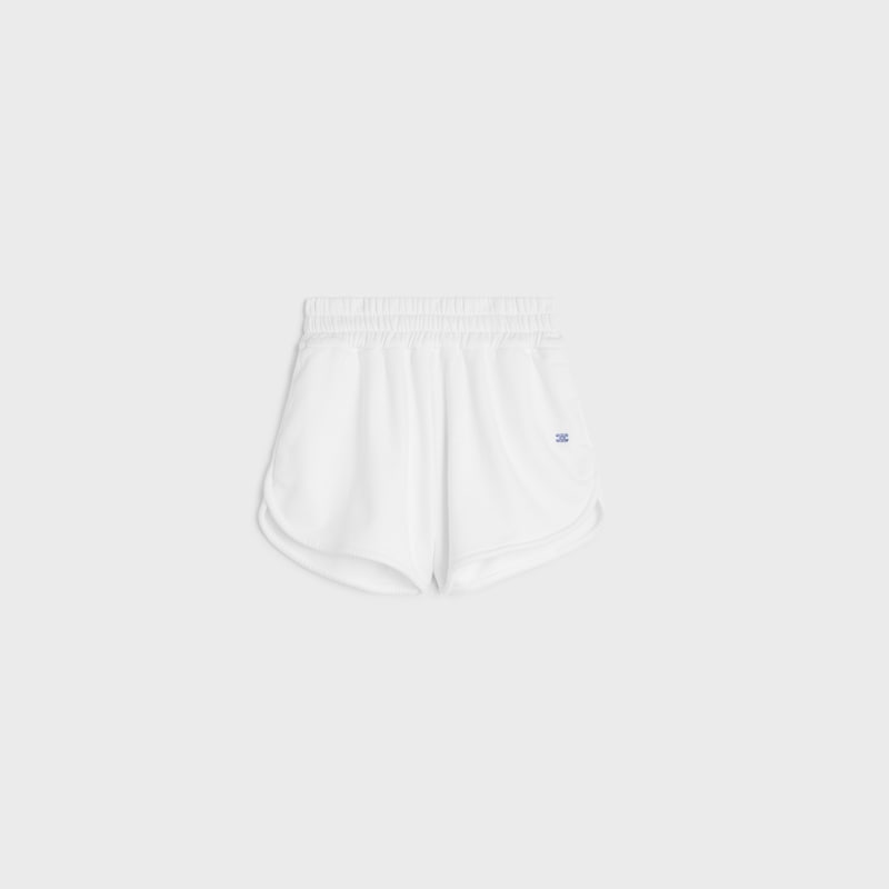 mini shorts IN cotton fleece - OPTIC WHITE / BLEU KLEIN -  - 1 | CELINE