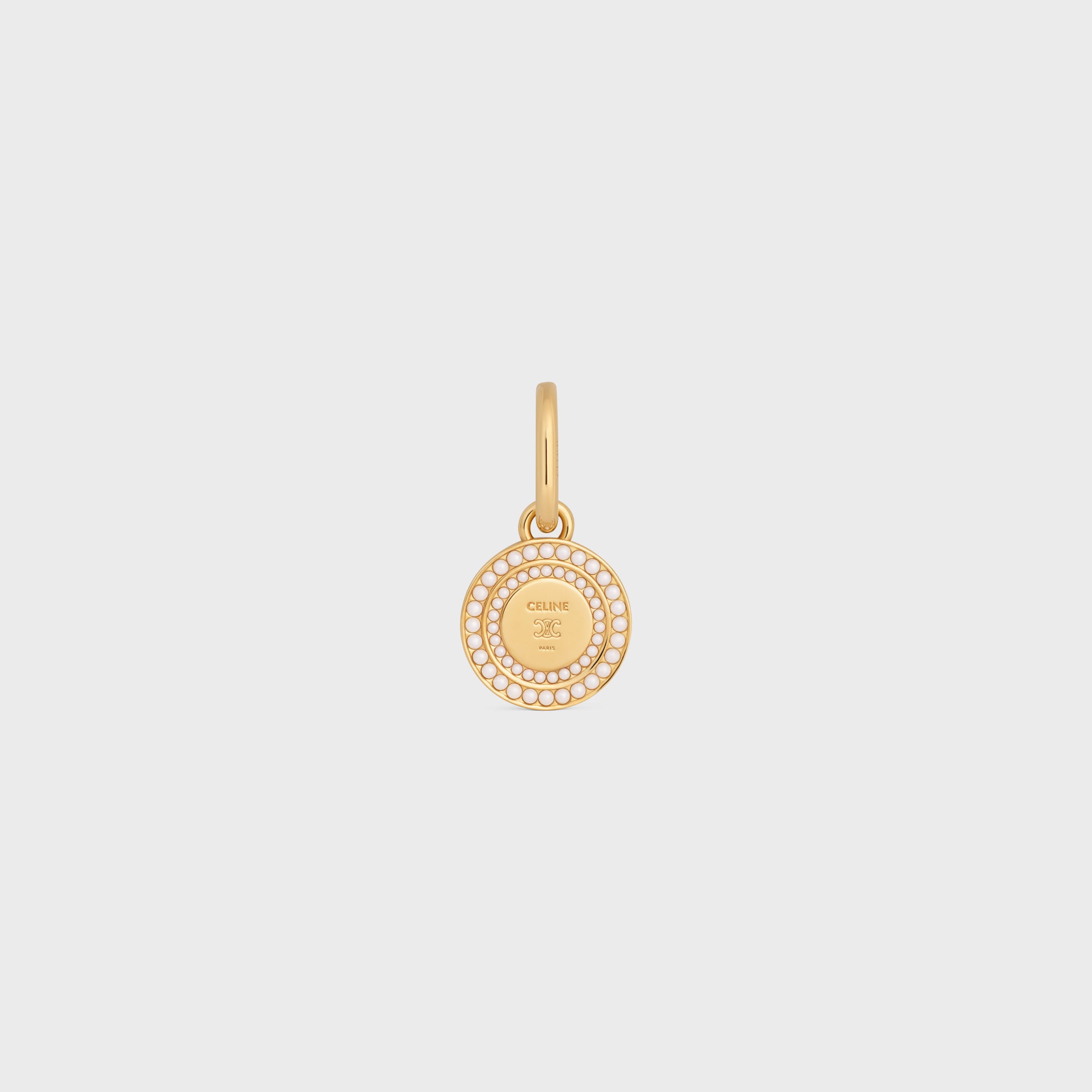 CHARMS PEARL MEDAL IN RESIN PEARLS AND BRASS WITH GOLD FINISH