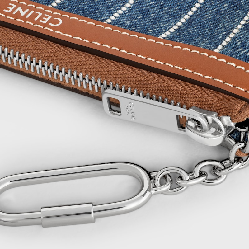 Coin Purse IN STRIPED DENIM WITH STRASS - DENIM - COIN AND CARD HOLDERS - 1 | CELINE
