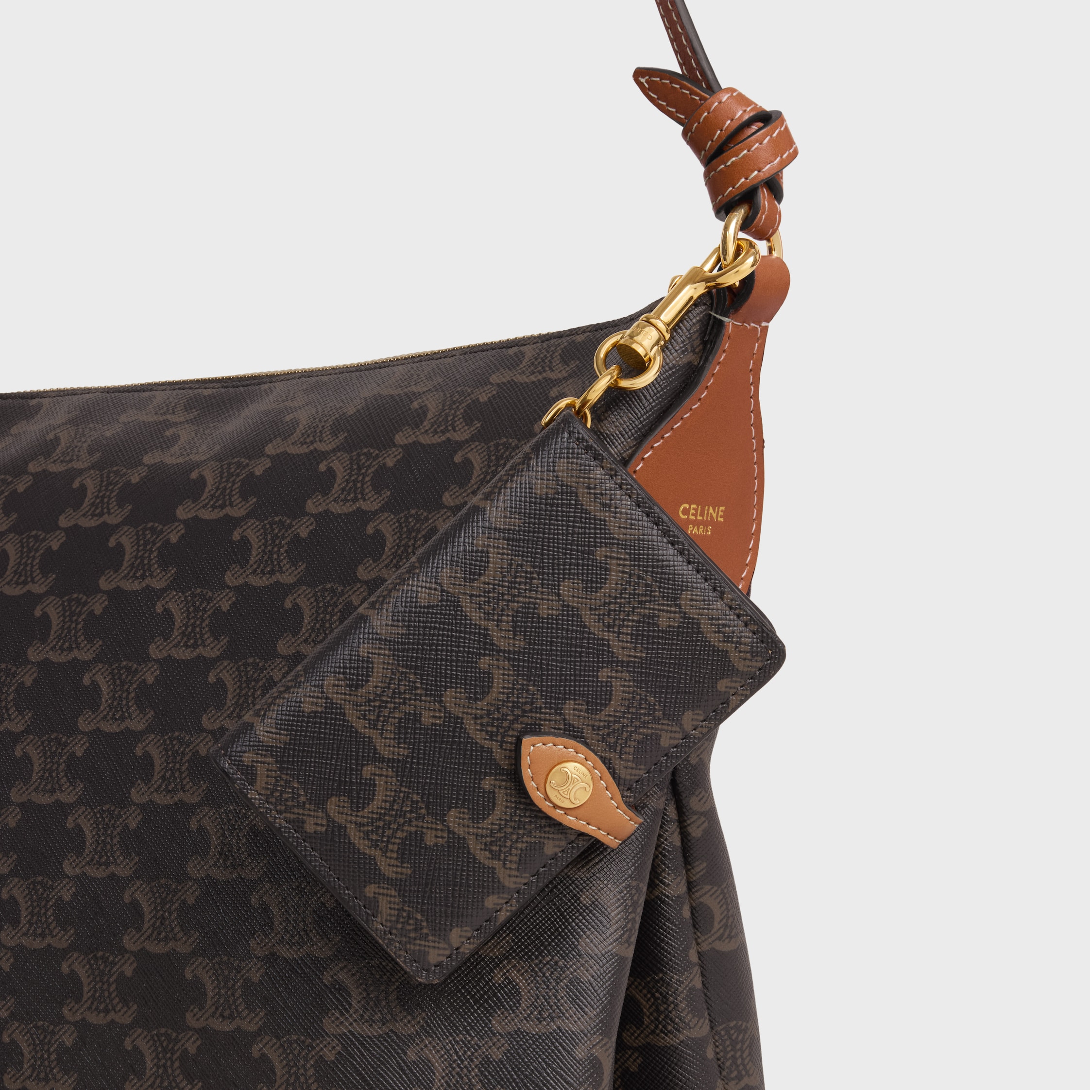 NOTEBOOK CHARMS IN TRIOMPHE CANVAS AND CALFSKIN - タン | CELINE