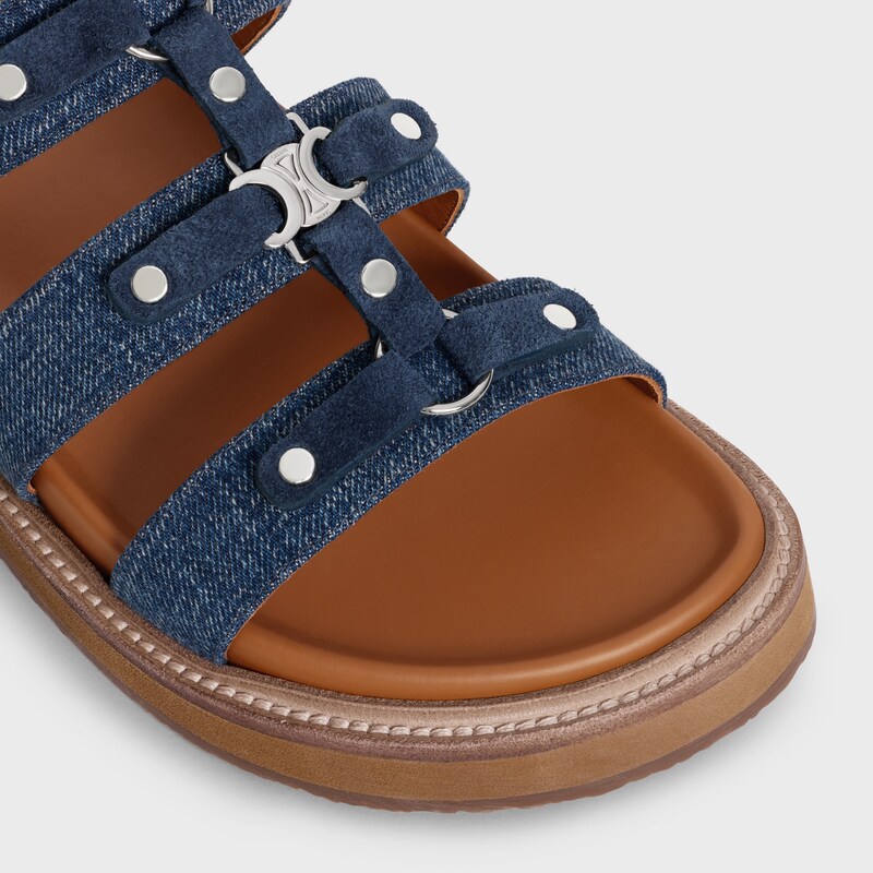 CELINE - TIPPI SLIDE IN Denim and Suede Calfskin - BLUE -  - 1 | CELINE