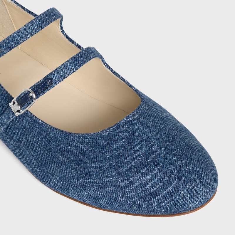 LES BALLERINES CELINE DOPPELRIEMEN-BALLERINA AUS DENIM - BLAU -  - 1 | CELINE