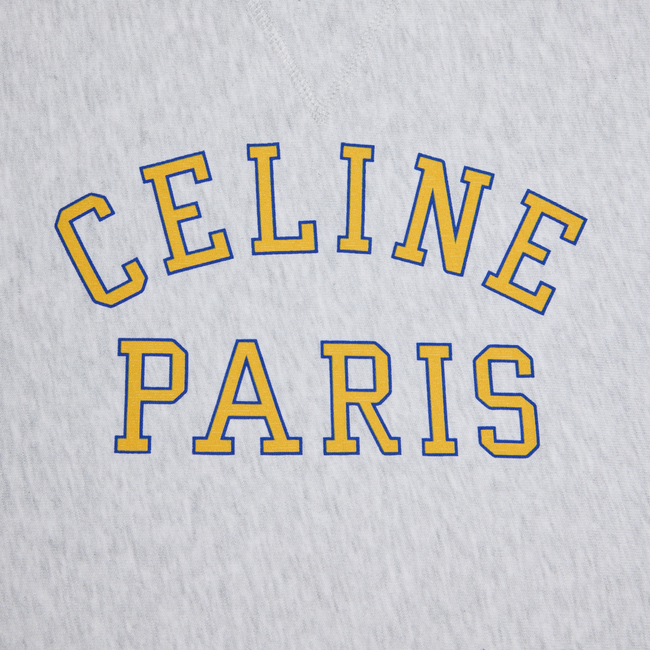 SWEATSHIRT IN cotton fleece - PALE GREY / YELLOW / BLUE | CELINE