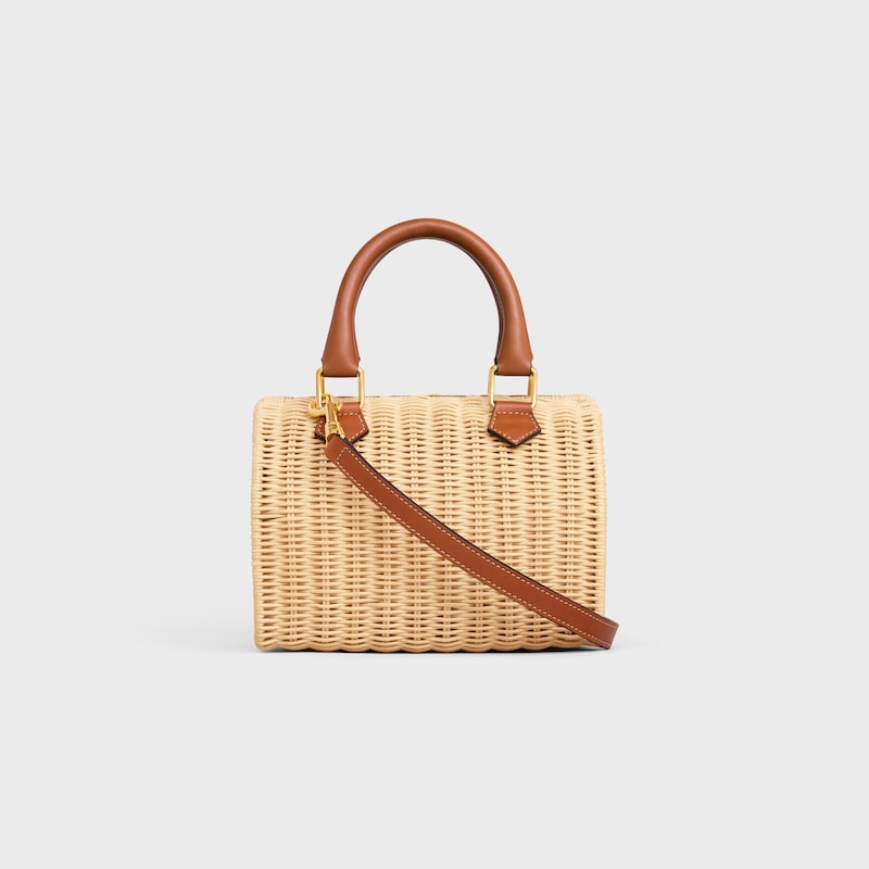 SMALL BOSTON cuir triomphe in WICKER AND CALFSKIN - NATURAL / TAN - TOP-HANDLE BAGS - 1 | CELINE