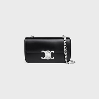 CHAIN SHOULDER BAG CLAUDE in shiny calfskin - BLACK - EVENING BAGS - 1 | CELINE