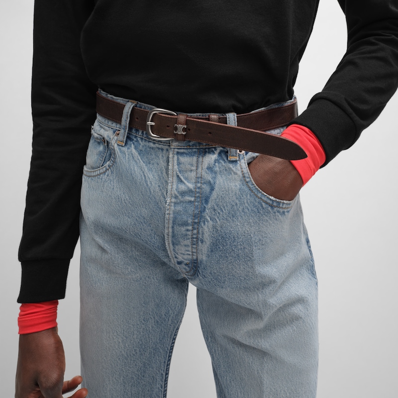 VIVIENNE復古牛皮革25毫米皮帶 - 深棕色 -  - 1 | CELINE