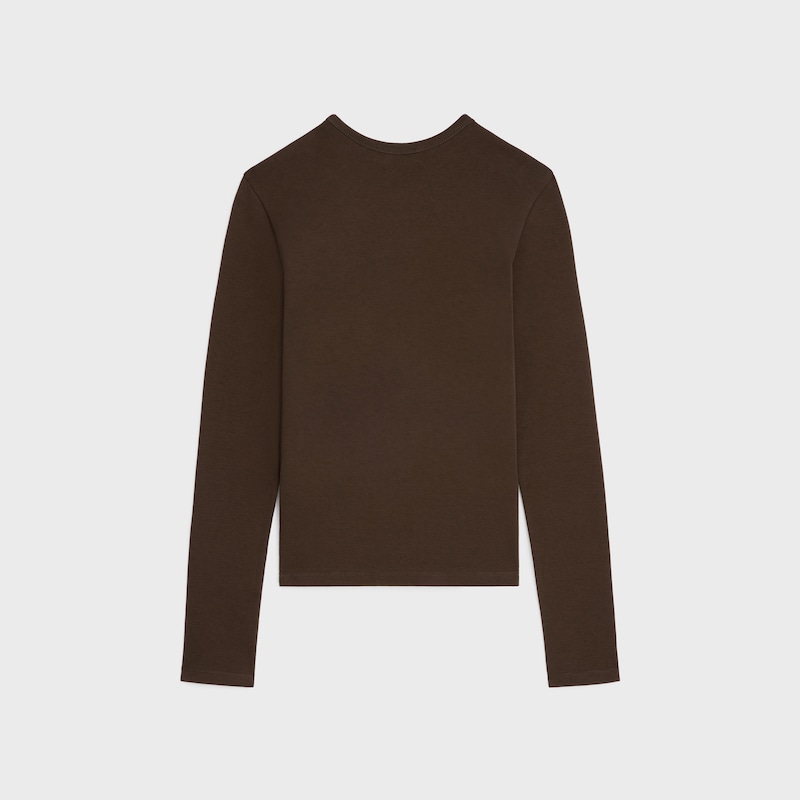 triomphe t-shirt IN ribbed cotton jersey - BROWN -  - 1 | CELINE
