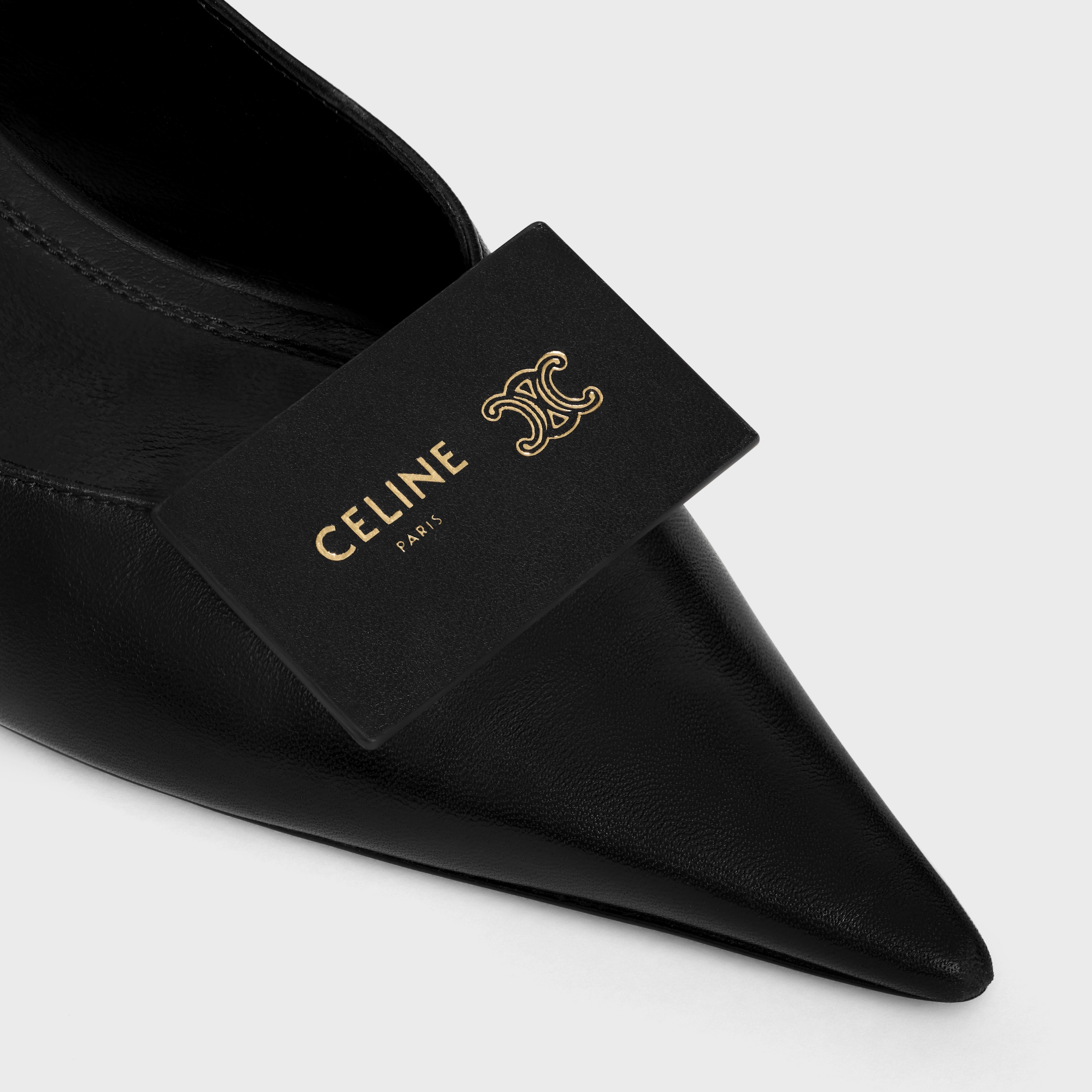 SIGNATURE - SLINGBACK WITH LABEL IN LAMBSKIN - BLACK | CELINE