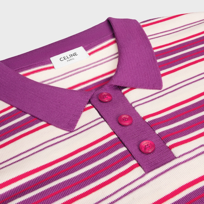 JERSEY ESTILO POLO DE ALGOD&Oacute;N A RAYAS - Blanco / Morado -  - 1 | CELINE