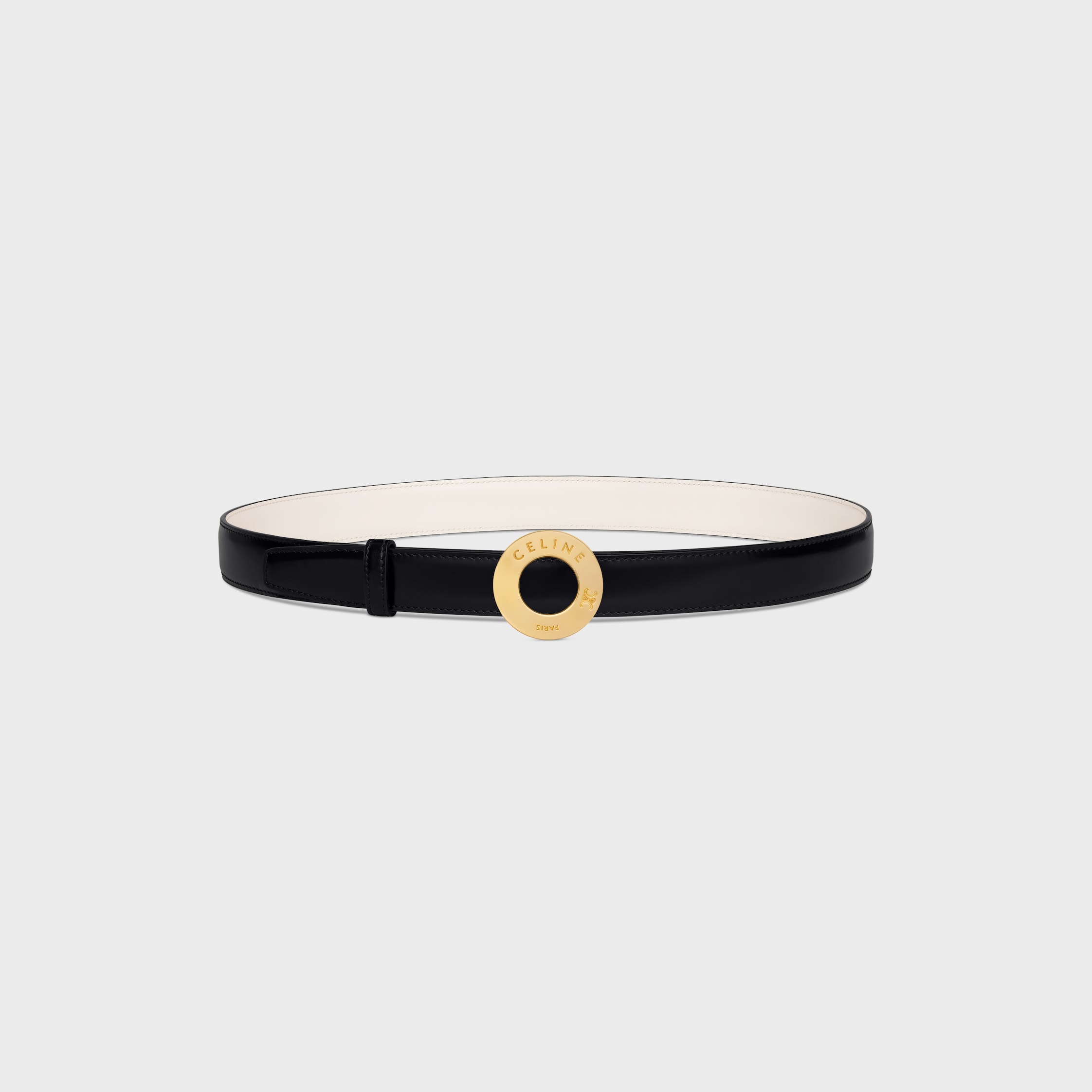 CELINE DISC BUCKLE & REVERSIBLE STRAP 25MM - BLACK / RICE | CELINE