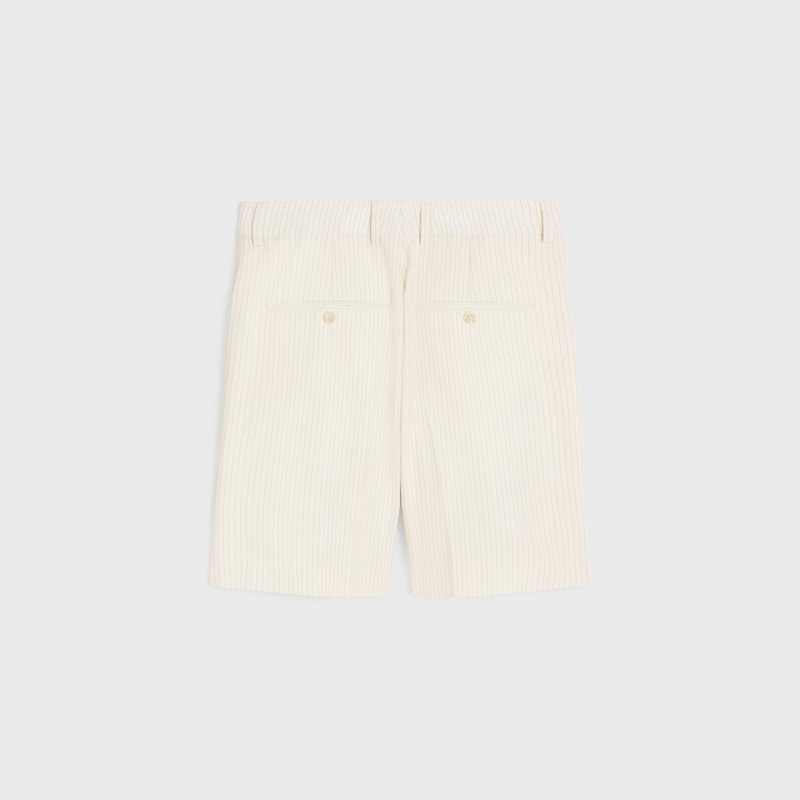 條紋羊毛三褶男款短褲 - 象牙色/黑色 -  - 1 | CELINE