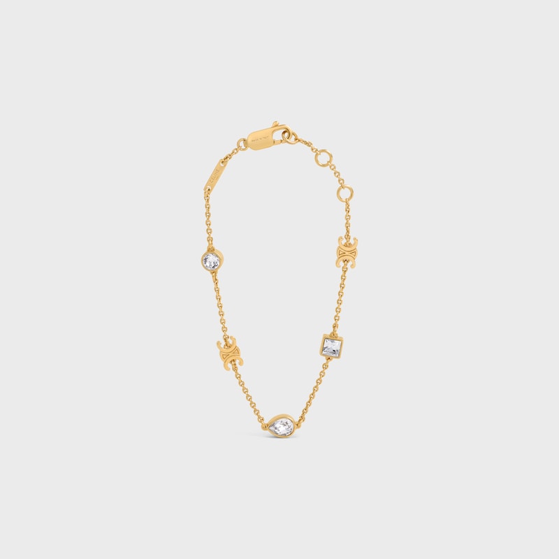 Triomphe Twinkle Bracelet in Strass and Brass with Gold Finish - GOLD - BRACELETS - 1 | CELINE