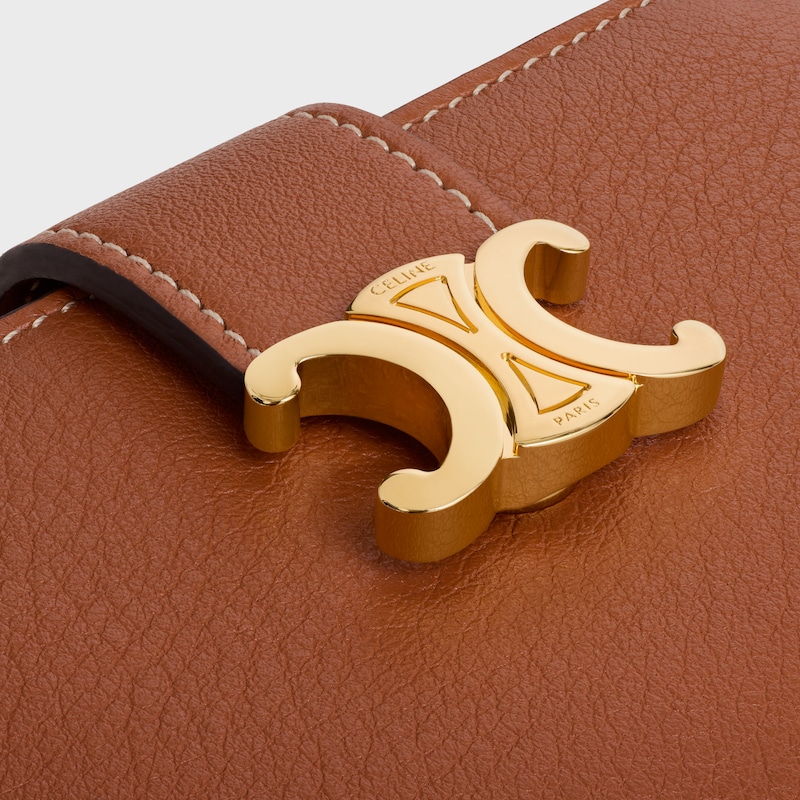 PORTAFOGLIO CON CINTURINO SOTTILE NINO IN MORBIDA PELLE DI VITELLO GRANATA - CUOIO - GIFT FINDER - 1 | CELINE