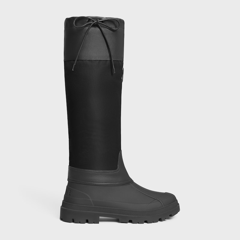 celine riley HIGH BOOT IN Nylon and Calfskin - BLACK -  - 1 | CELINE